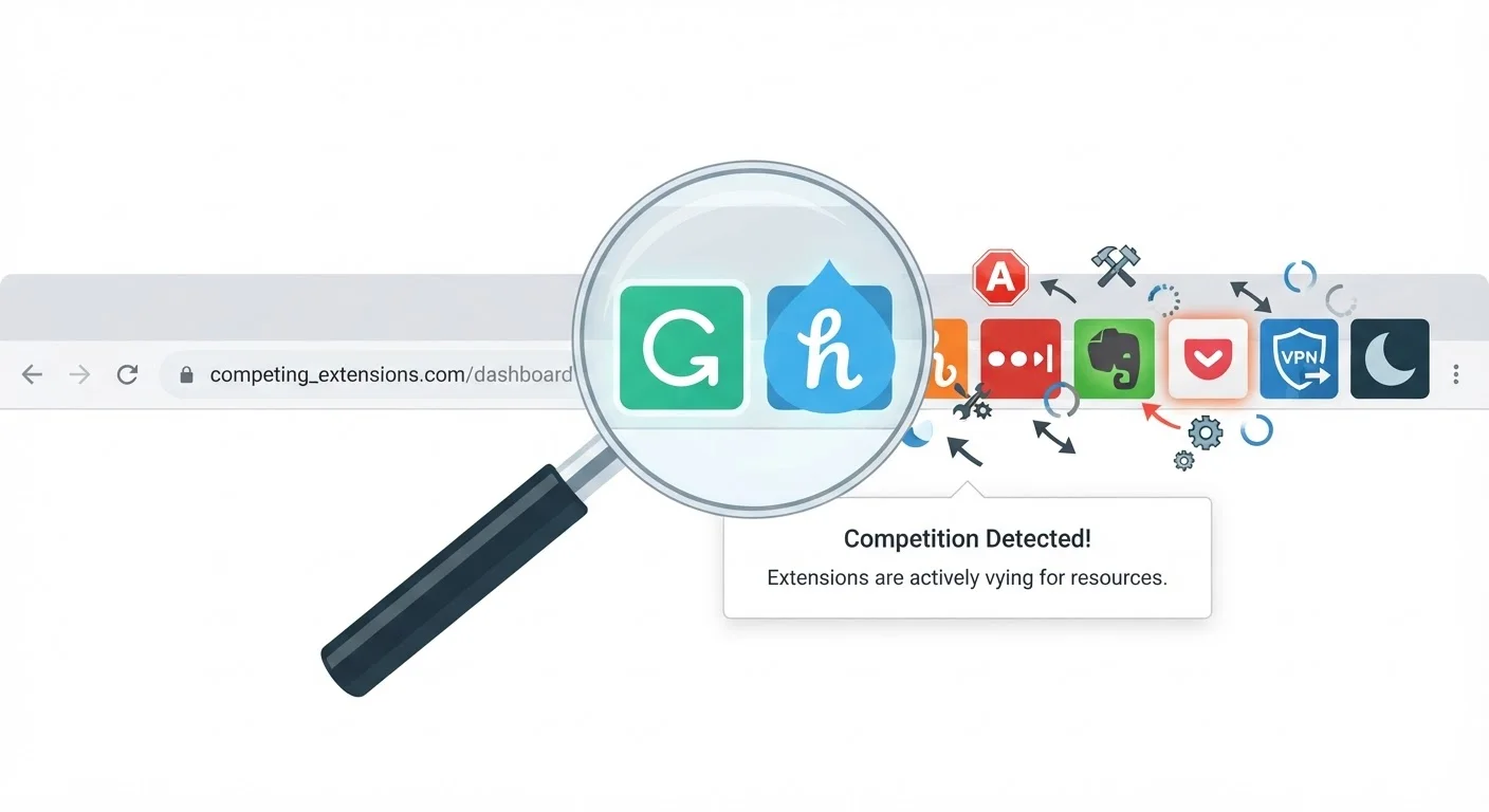 Browser toolbar with multiple shopping extensions highlighted to show potential conflicts during cashback tracking
