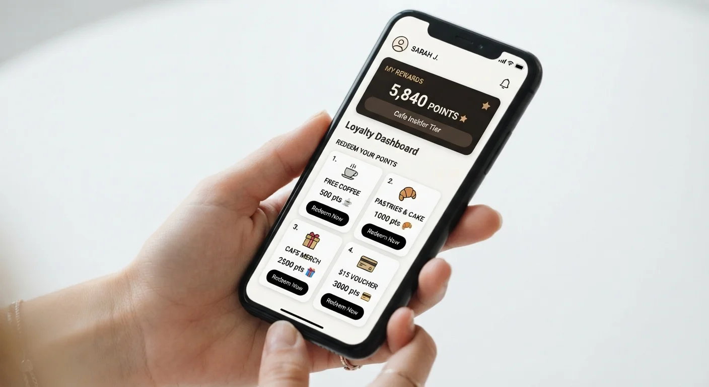 Smartphone screen showing a points balance and gift card redemption options in a rewards app