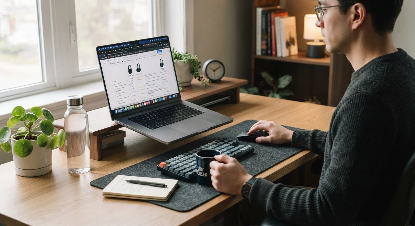 Laptop screen showing multiple product price comparison tabs open for Cyber Monday research